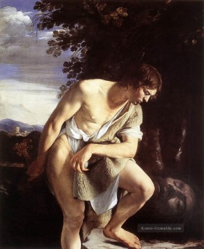 David Contemplating The Kopf von Goliath Barock Maler Orazio Gentile Ölgemälde